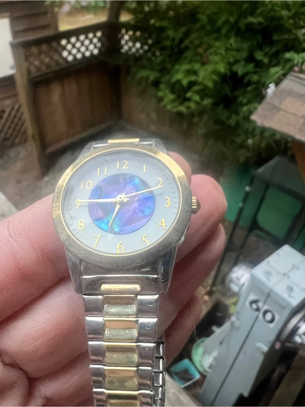 Two-Tone Silver and Gold Women's Watch with Blue Dial Accent